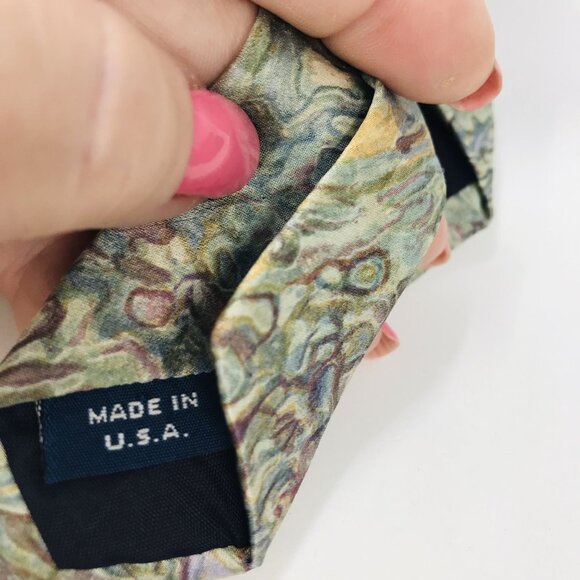 Stonehenge R.D. Cocktail Colors Abstract Marble Pattern Tie Made In USA Silk-Lik - Picture 4 of 6